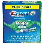 Crest Complete + Scope Outlast Ultra Toothpaste (6.3 Oz, 5 Pk.). Fixed Price $31.75.