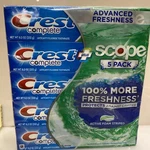5 Pack -crest Complete Plus Scope Advanced Active Foam Toothpaste - 8.2oz 06-26. Fixed Price $20.88.