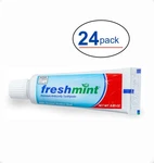 Freshmint 24 Pack Of 0.85 Oz. Premium Anticavity Fluoride Toothpaste W Safe Seal. Fixed Price $21.55.