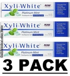 3 Pack Now Foods Xyliwhite Toothpaste Gel Platinum Mint With Baking Soda 6.4 Oz. Fixed Price $25.81.