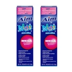 2 Pack Aim Kids Mega Bubble Berry Gel Anti-cavity Toothpaste, 4.4 Oz. Fixed Price $8.75.
