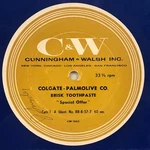 Vtg 1957 Colgate-palmolive Brisk Toothpaste Advertising 33 Rpm 12 Inch Record. Fixed Price $8.00.