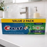 New Crest Plus Complete Scope Outlast Whitening Toothpaste 5.4oz Each. Fixed Price $12.99.