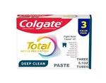 Colgate Total Active Prevention Deep Clean Toothpaste, Mint, 3 Pack, 5.1 Oz. Fixed Price $22.99.