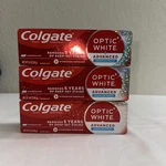 3 Colgate Optic White Advanced 3.2 Oz Stain Fighter Whitening Toothpaste 8/26. Fixed Price $15.50.