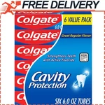 6-pack Colgate Regular Cavity Protection Toothpaste With Fluoride, White 6 Oz. Fixed Price $13.86.