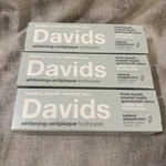 Lot Of 3 Davids Whitening + Antiplaque Toothpaste - Natural Peppermint 5.25oz. Fixed Price $29.95.