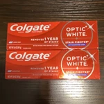 Colgate Optic White Stain Fighter Toothpaste Baking Soda Clean Mint 2 Pack 3.8oz. Fixed Price $15.00.