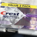 Value 2 Pack Crest 3d White Toothpaste Brilliance Vibrant Peppermint Exp 2028. Fixed Price $20.99.