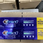 2 Pack - Crest 3d White Stain Eraser Mint Splash Fluoride Toothpaste 2.3oz. Fixed Price $9.95.