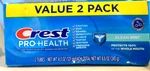 Crest Pro Health Clean Mint Toothpaste 4.3 Ounce Fluoride 2-pack 2028. Fixed Price $10.49.