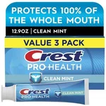 Crest Pro-health Clean Mint Toothpaste, 4.3oz, Triple Pack. Fixed Price $16.66.
