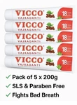 Vicco Vajradanti Ayurvedic Toothpaste 5 X 200g, 18 Herbs, Sls Free. Fixed Price $50.00.
