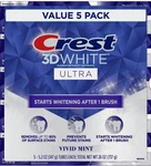 Crest 3d White Ultra Vivid Mint Fluoride Toothpaste 5 Pack 5.2 Oz. Fixed Price $33.99.