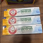 3 Pack Arm & Hammer Whitening Toothpaste + Therabreath, Icy Mint, 5.5 Oz. Fixed Price $9.89.