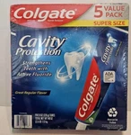 Colgate Cavity Protection Toothpaste With Fluoride, Regular Flavor 8 Oz., 5 Pk. Fixed Price $13.95.