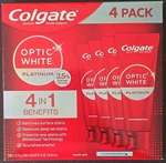 Colgate Optic White Platinum Toothpaste, 4.1 Ounce (pack Of 4) (exp 12/2026). Fixed Price $20.99.