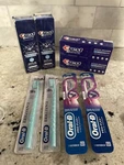 Crest 3d White Advanced Hydrogen Peroxide, Stain Fighter, 4 Oral B Toothbrushes. Fixed Price $37.99.