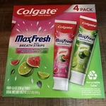 4 Pack Colgate Maxfresh Toothpaste Breath Strips Watermelon Blast & Citrus Fresh. Fixed Price $15.00.